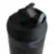 Plastic water bottle, with dark coat illustration and straw