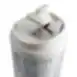 Plastic water bottle, with white coat illustration and straw